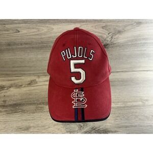 St Louis Cardinals Albert Pujols #5 Hat Cap Strap‎ Back White Red Embroidered